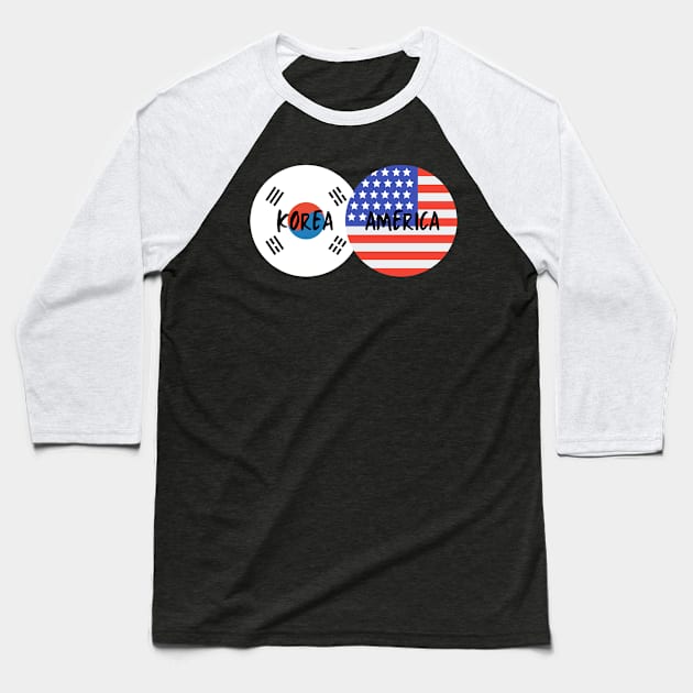 Korean American - Korea, America Baseball T-Shirt by The Korean Rage